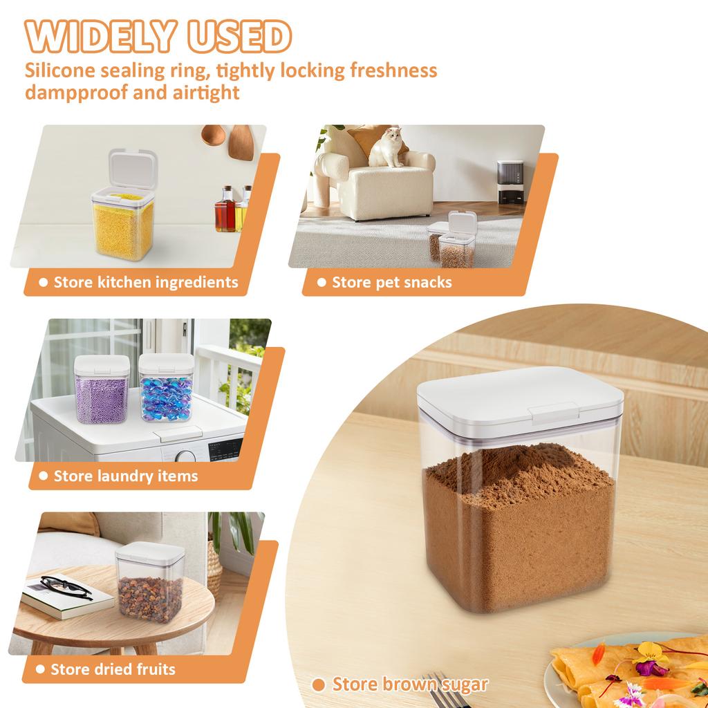 2Pcs Airtight Food Storage Container Set with Spoons 2L Cereal Dispenser Grain Tank Moisture-Proof Mold Proof Kitchen Sealed Jar