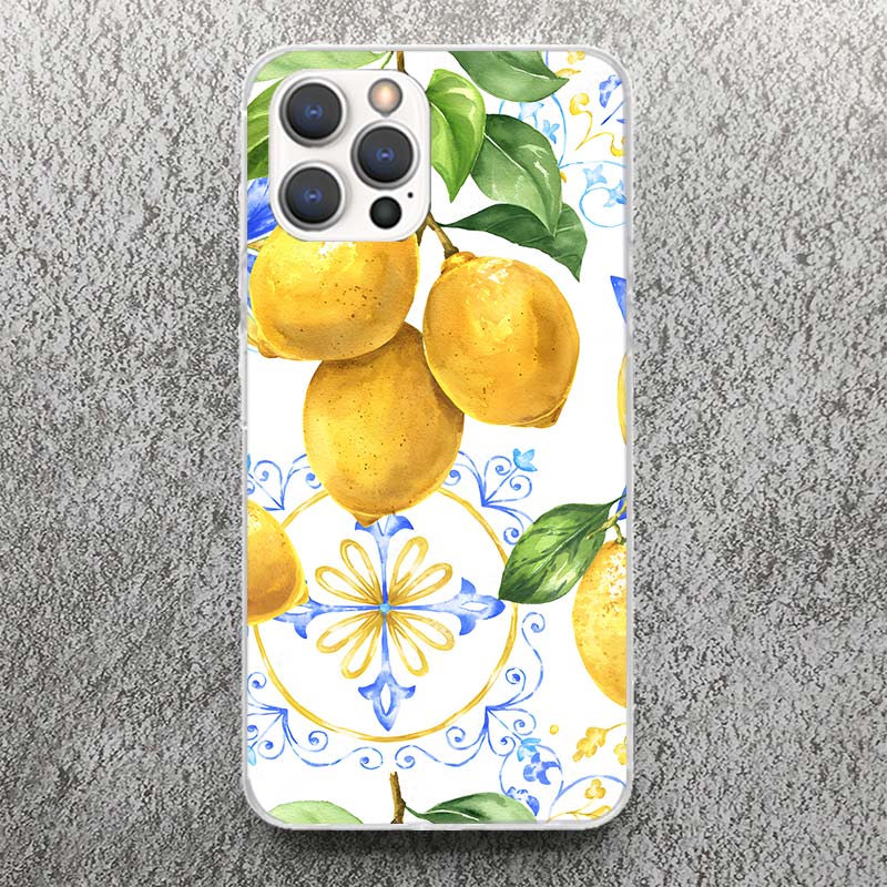 Summer Fruits Lemon Print Soft Case for iPhone 17 Air 16 16E 15 14 Plus 13 Mini 12 11 Pro Max Phone Shell SE 7 8 Pattern Cover F