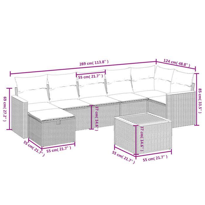 VidaXL Garden Lounge Set with Cushions 8 Pcs, Patio Sofas, Patio Furniture Set, Outdoor Furniture, Mix 3265322