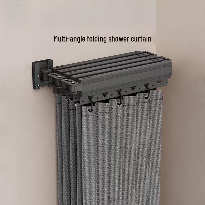 Foldable Shower Curtain Set: Invisible Waterproof Bathroom Partition for Dry and Wet Separation, Punch-free Installation.