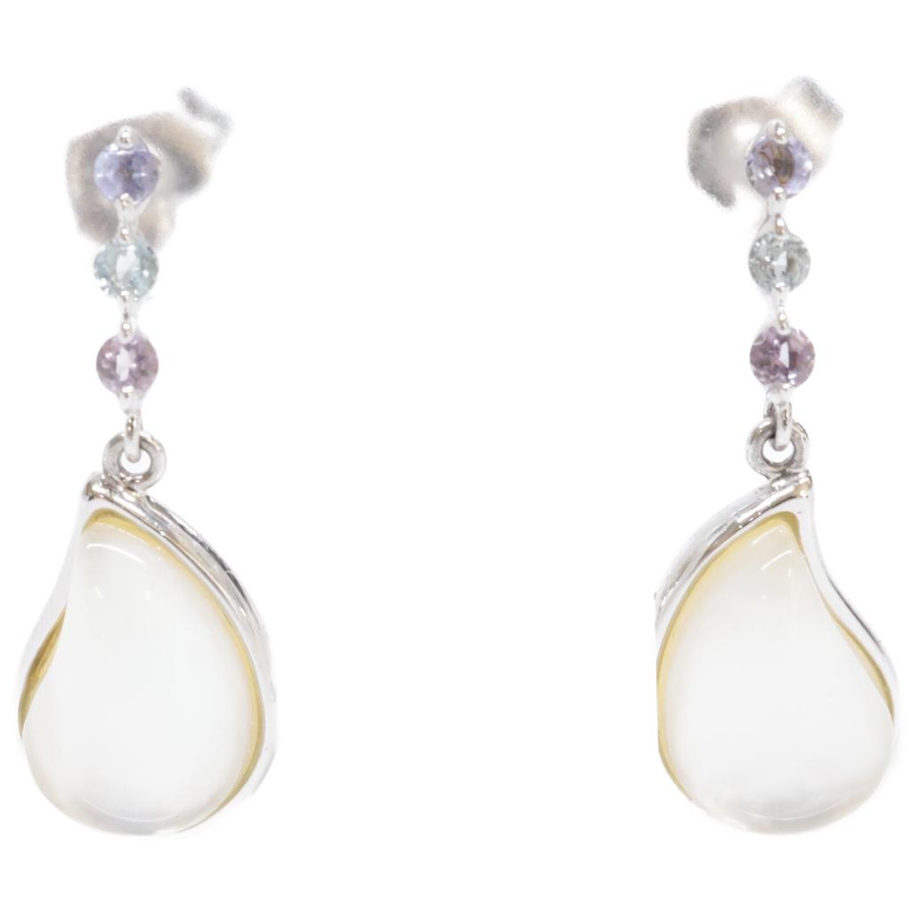 STAR JEWELRY [Beautiful Condition] K10 SUNSET COLORS Drop Motif earring White goldUsed