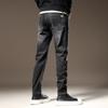 Männer Jeans Schwarz Slim Gerade Business Casual Schwarz Elastizität Baumwolle Denim Hosen Hosen hosen TPK09