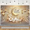 2D Islamischer Eid Mubarak Wandteppich, Goldene Moschee & Laternen Szene Kulisse für Eid Feier & Heimdekoration
