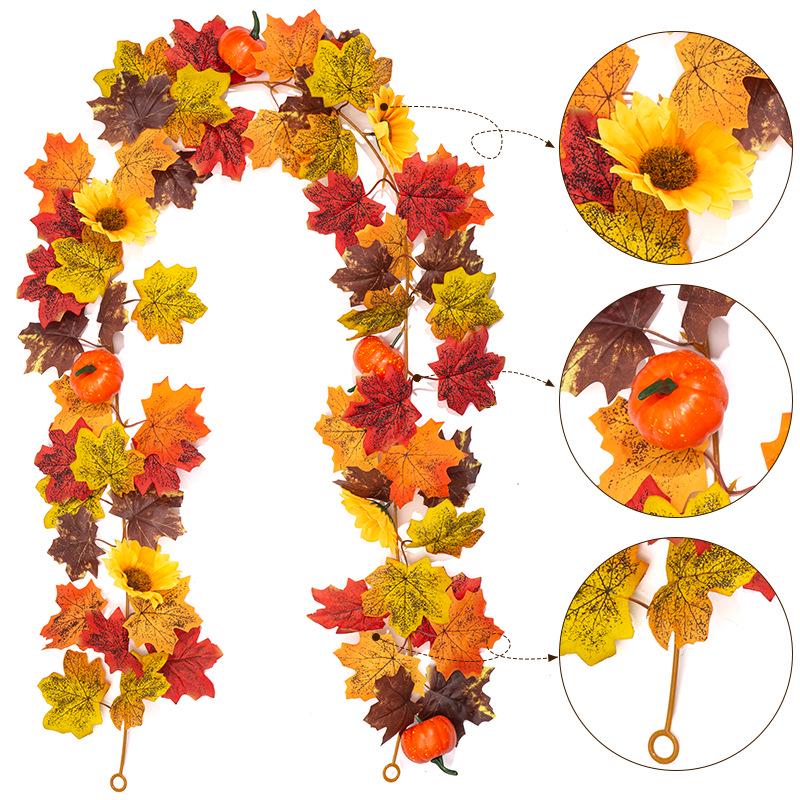 Thanksgiving Maple Leaf & Sunflower Vine Decoration for Home and Festival 