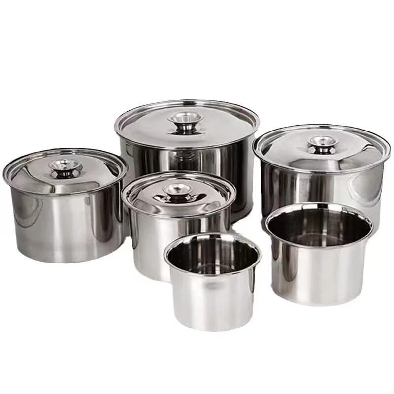 SPSR Stainless Steel Round Condiment Pot Set with Lid