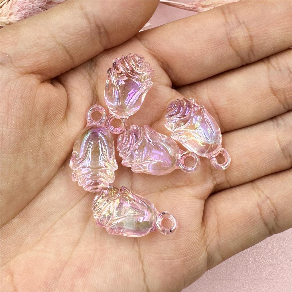 High Quality Acrylic For Bracelet Necklace Making DIY Jewelry Accessories Champagne Rose Earrings 13*24mm Loose Beads Keychain Fashion 5pcs