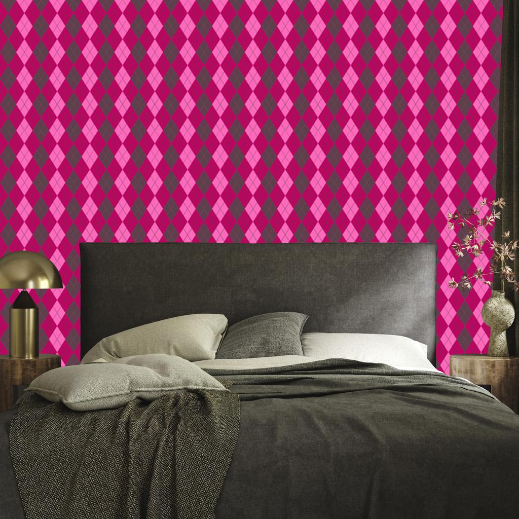Pink Plaid Wallpaper, Purple and Burgundy for Living Room and Bedroom 50x1000
