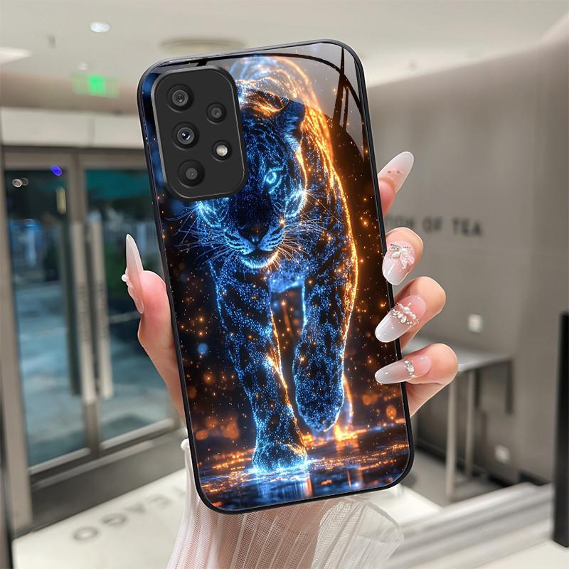 Süße Cartoon-Katzen Blumen Hülle Für Samsung Galaxy A52 A52S A72 4G 5G Gehärtetes Glas Handyhülle Schutzhülle Rückseite Hartschale