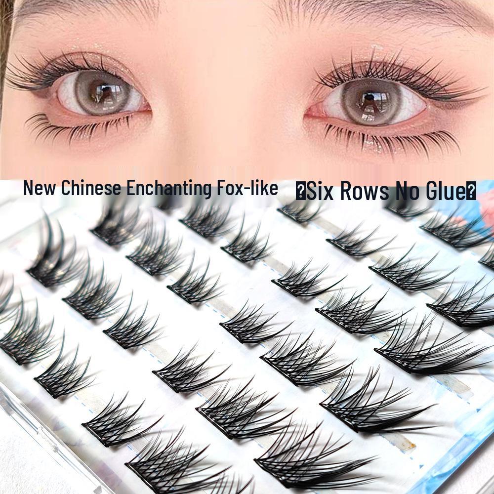 Butterfly Girl Adhesive-Free Sunflower Manga V-Shape Natural False Eyelashes for Halloween Cosplay