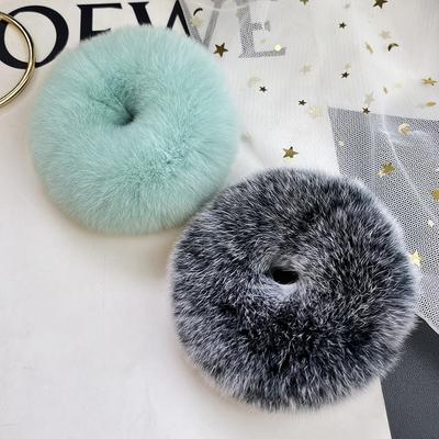 Online Celebrity Ins Girl Plush Cute Rex Rabbit Hair Rope Hair Ring Fur Real Hair Rope Elastic Hair Accessories Female.