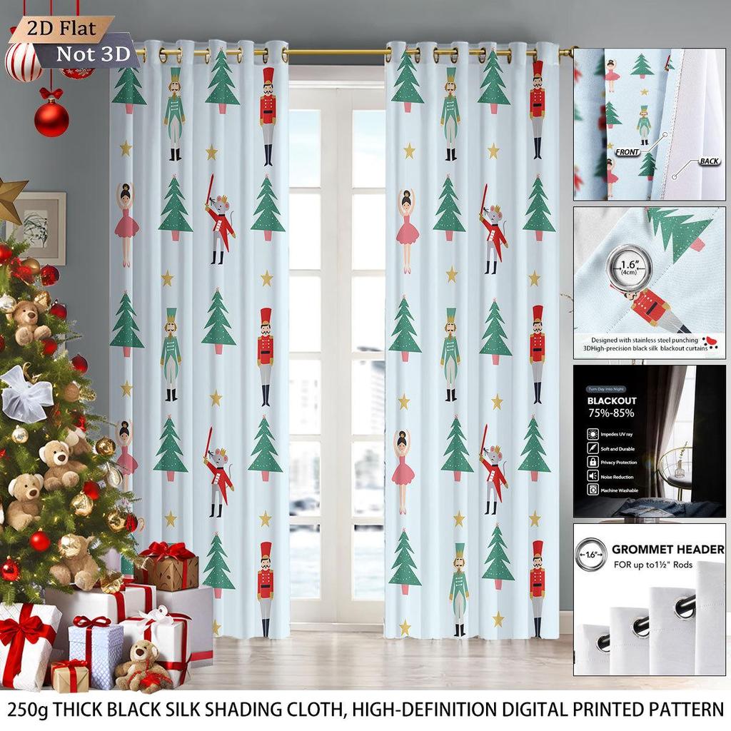 Custom Nutcracker Digital Print Blackout Curtains with Your Image - High-Precision Black Silk
