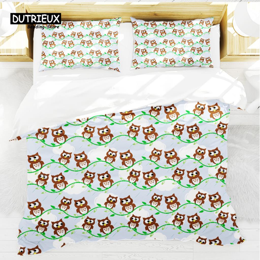 Cartoon Animals Toddler Bedding Set For Kids Girls Boys Bedroom Decor Cute Bear Rabbit Cat 3D Print Duvet Cover Set Pillowcases