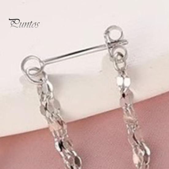 1 Pair Women Earrings Chain Tassel Double-layered Lightweight Smooth Copper Hanging Earrings for Prom Dating Formal Banquet