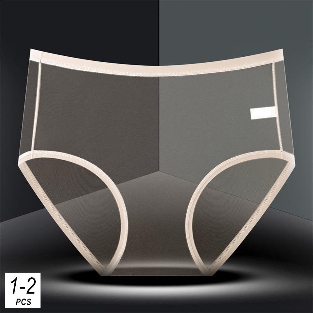 1/2pcs Full Transparent Briefs for Women Perspective Underwear Sexy Low Waist Panties Lingerie Plus Size L-XXXL