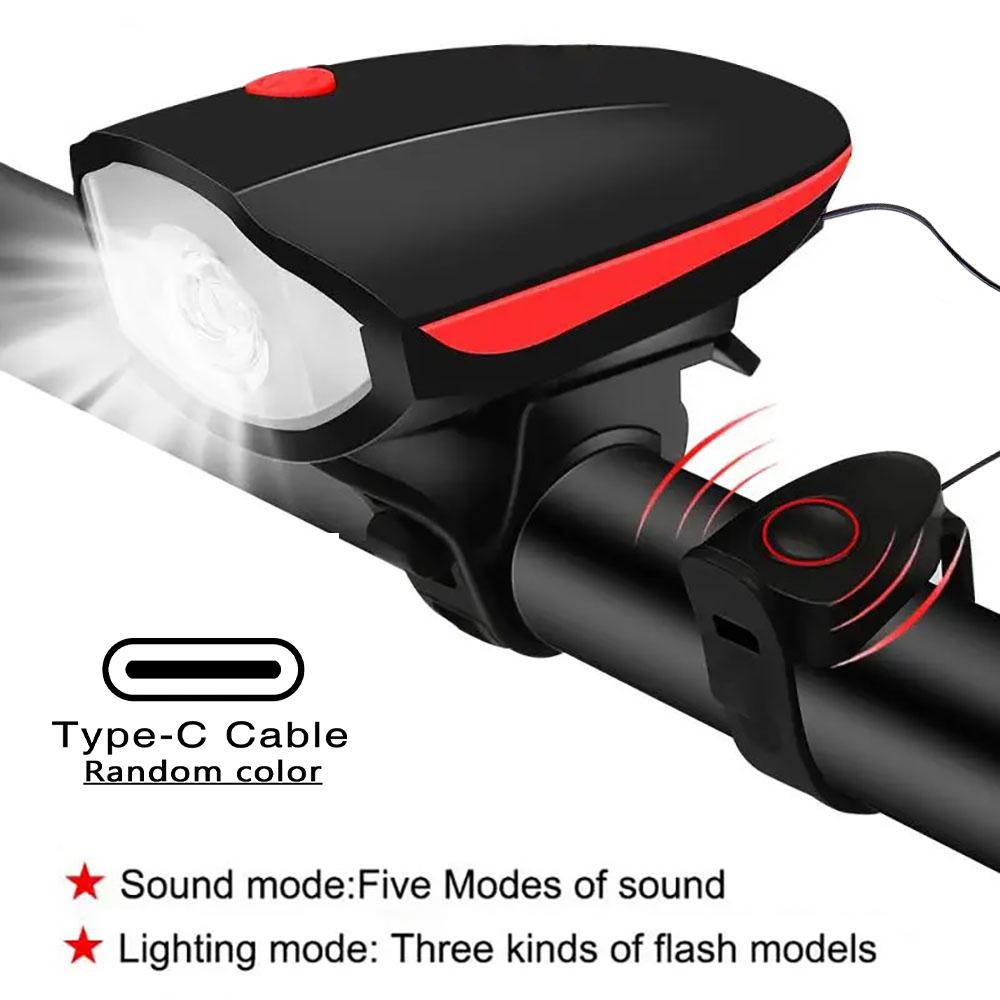Bicycle LED Head Light with Horn Speaker 3 Modes Bicycle Front Light with remote control Rechargeable MTB Cycling Bike Bell Lamp красный
