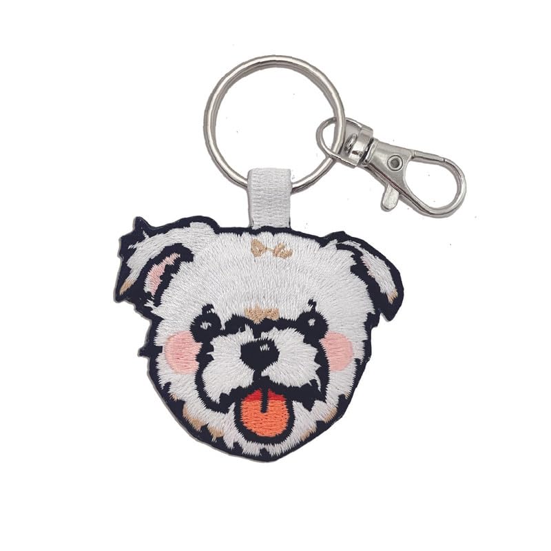 

[HINIHAO HI,] 1 pc Double-Sided Embroidered Keychain - Maltese