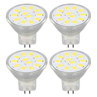 4ks/set MR11 LED bodová žárovka s duální jehlovou základnou 360 stupňů rozptyl tepla 3W 12 LED lampa