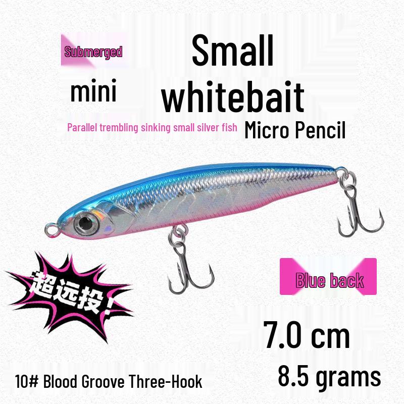Small Silver Fish Pencil Twitching Long Cast Slow-Sinking Freshwater & Sea Fishing Lure for Mackerel & Asp