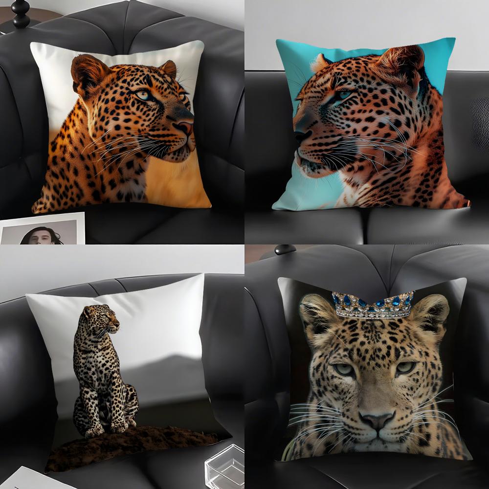 Leopard Cool Cushion Cover Pillowcase Ultra Soft Skin Friendly Fabric Cloud Like Comfort  Concealed Zipper