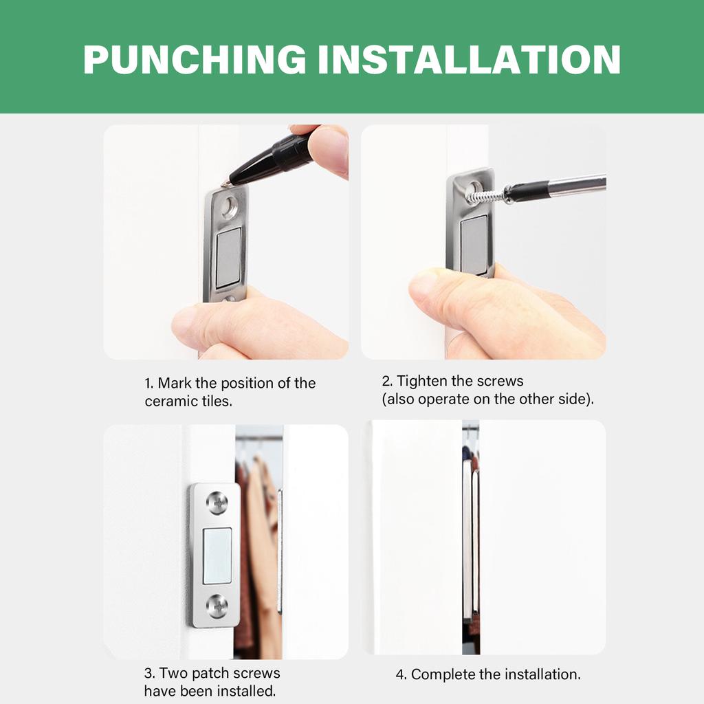 4 set Thin Magnetic Door Catch Latch with Screws & Stickers Strong Magnet Door Closer set for Furniture Cabinet Cupboard