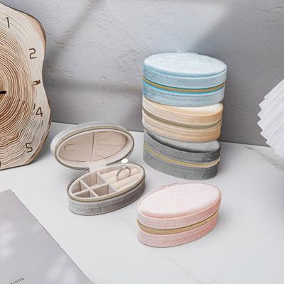 Mini šperkovnice, Přenosná sametová šperkovnice na zip, Kompaktní pouzdro na šperky na cesty, k zásnubám, na svatbu
