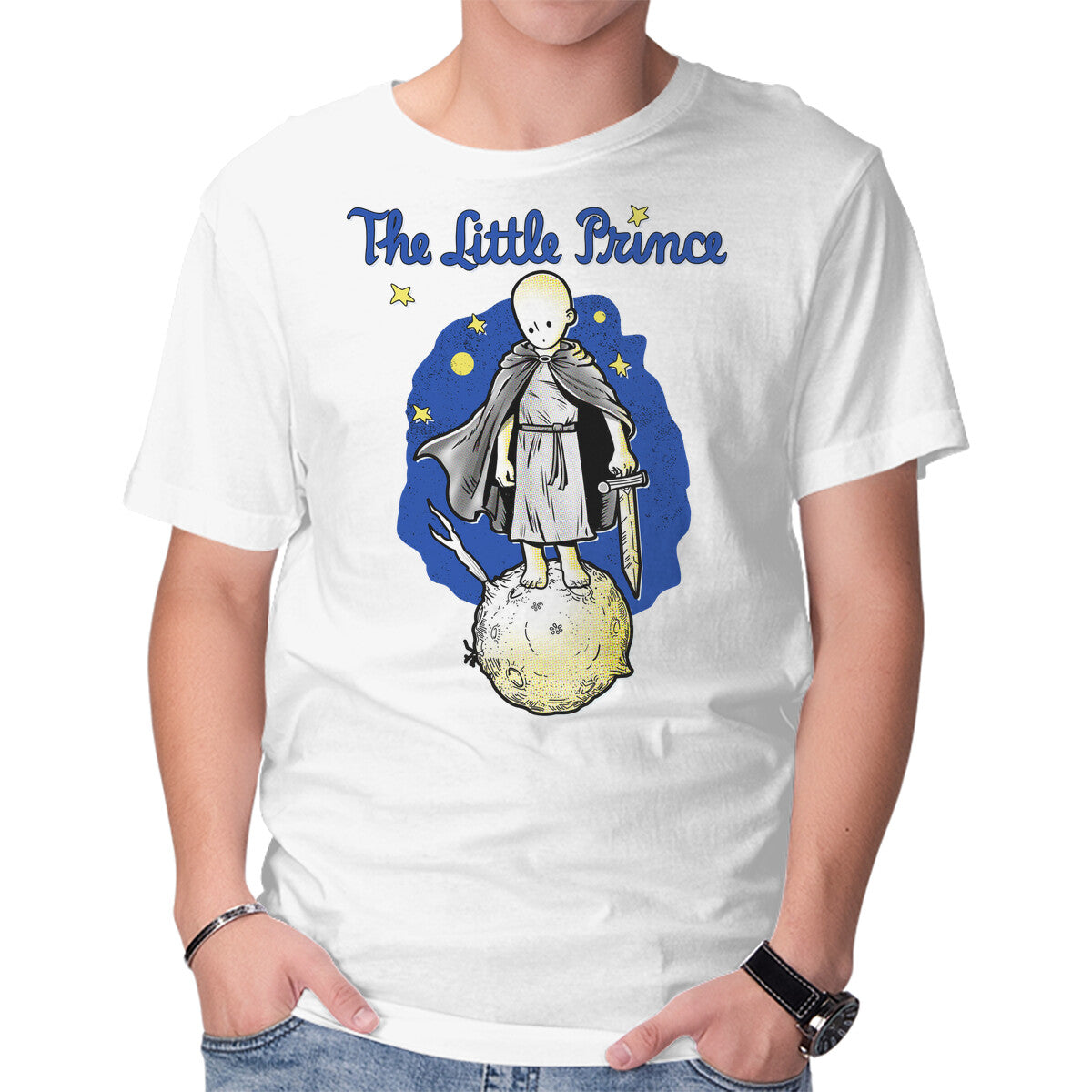 Unisex Crew Neck T-Shirt Egg The Little Prince Graphic Short Sleeve Casual Tee L