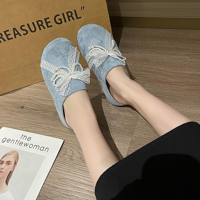 Xiaoxiangfeng half slippers women's summer wear versatile girl's heart sandals bow cute with skirt bag head slippers