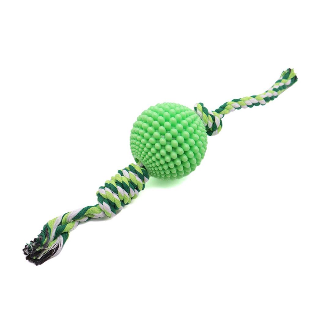 Dog Squeaky TPR Corn Ball: Bite-Resistant Pet Toy, Teeth Cleaner, Grinding Stick with Rope for Self-Entertaining Stress Relief.