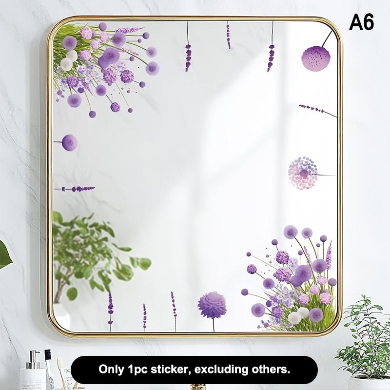 Spring Green Leaf And Floral Wall Stickers Glass Sticker For Shower Doors, Mirrors, Bathroom Glass Self-Adhesive Removable