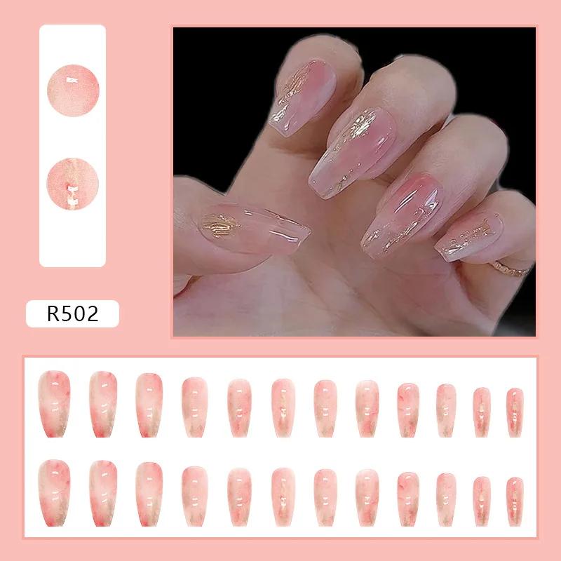 24Pcs French Tip Extra Long Ballerina Press On Nails Detachable Artificial Fake Nails Wearable Nail Art Tips
