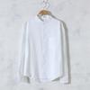 Men's Slim Fit Japanese Retro Linen-Cotton Shirt, Long Sleeve, Stand Collar, Casual All-Match Design.