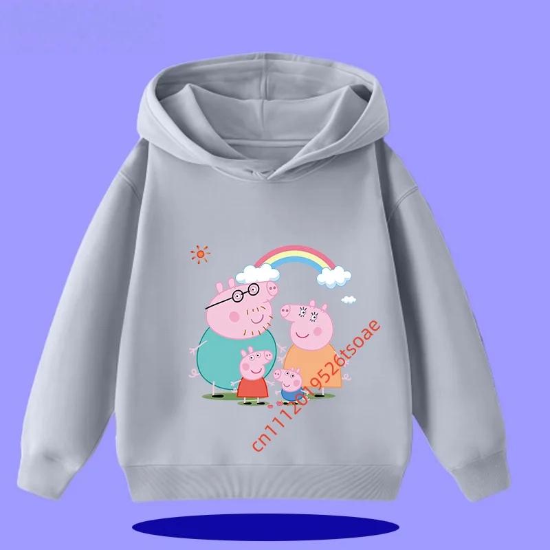 Peppa Pig Children's Hooded Sweatshirt 2026 New Style Cartoon Print Boys' Sport Shirt Girls' Casual Shirt