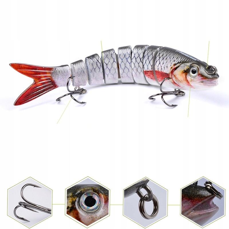Leurre Pike Zander Articulé F145 Argent-Rouge