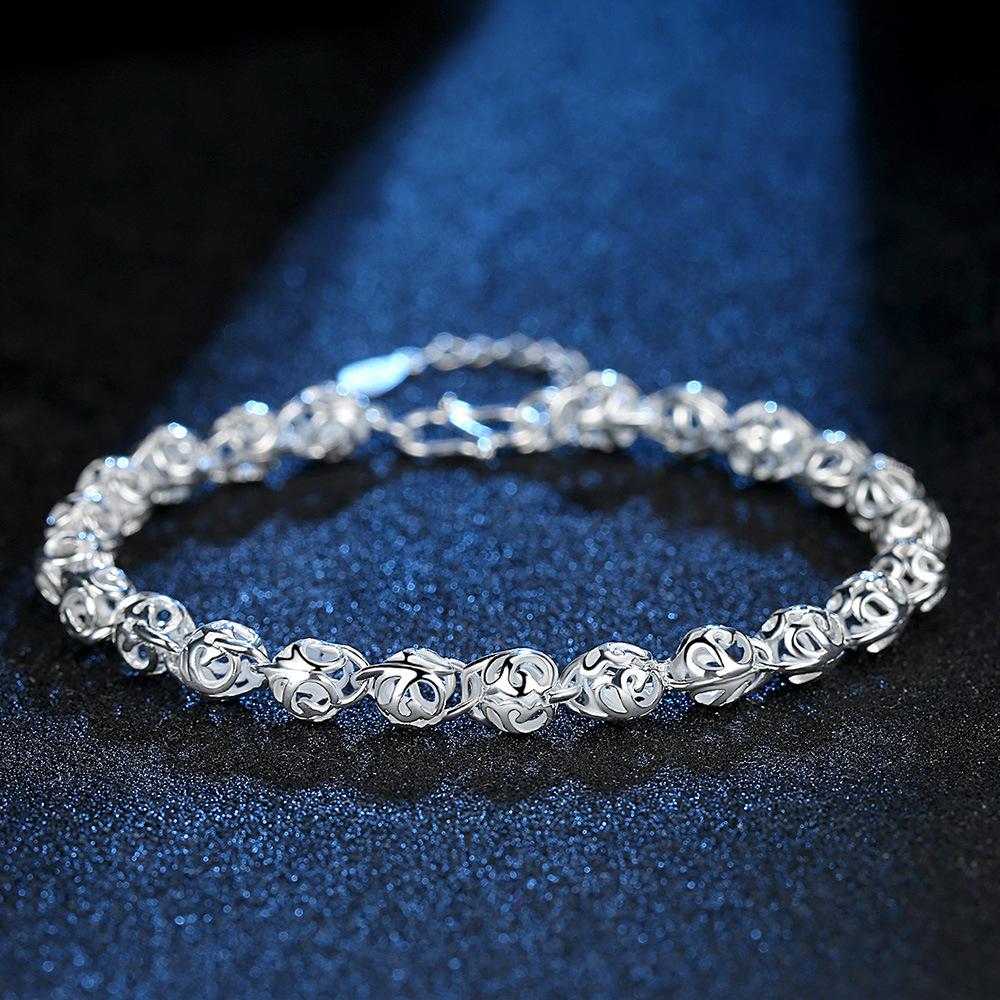925 Sterling Silver Fashion Hollow Out Delicate Bracelet Gift Jewelry