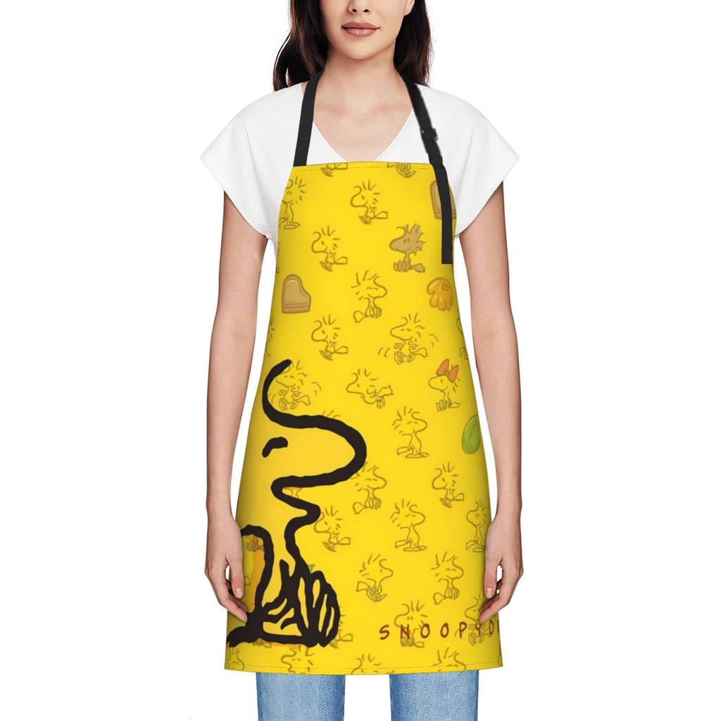 Cute Woodstock and Snoopy Apron for Adjustable Neck and Shoulder Suitable for Nursery Teachers and and Perfect for Cooking and Grilling [HTSW] Women,