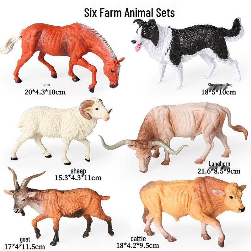 Farm Animal Simulation Toy Set: Chicken, Duck, Goose, Boar, Horse, Cow - Educational Gift for Children, Cognitive Ornament