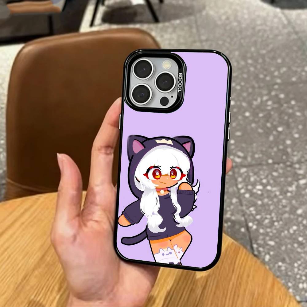 A-Aphmau Meow Anime Cats Phone Case For iPhone17,16,15,14,13,12,11 Plus,Pro Max Colored Silver Plated Inside Cover