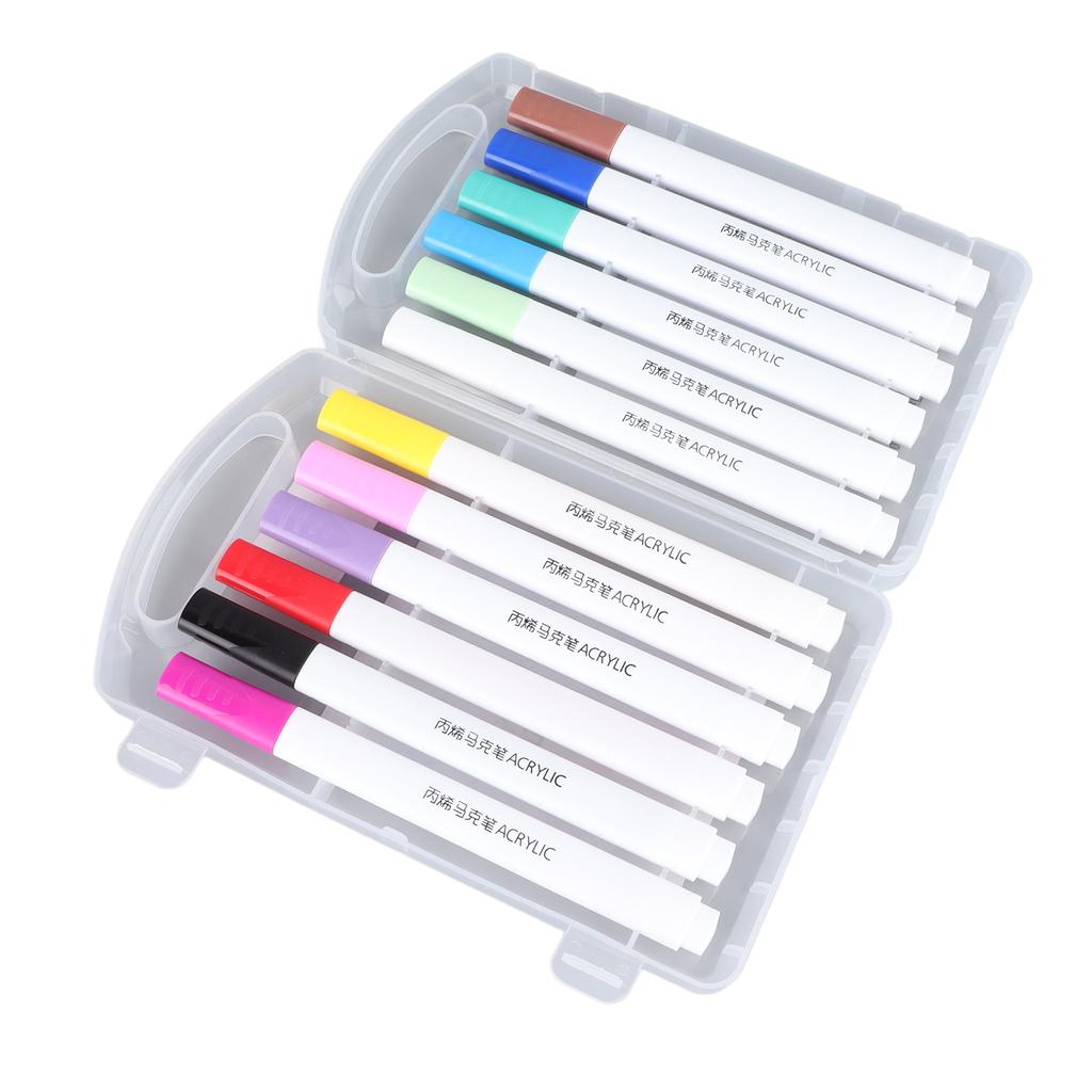 12 Pezzi Pennarelli Acrilici Colori Ricchi Struttura Triangolare Ergonomici Pennarelli Graffiti per Legno Tessuto Vetro Plastica