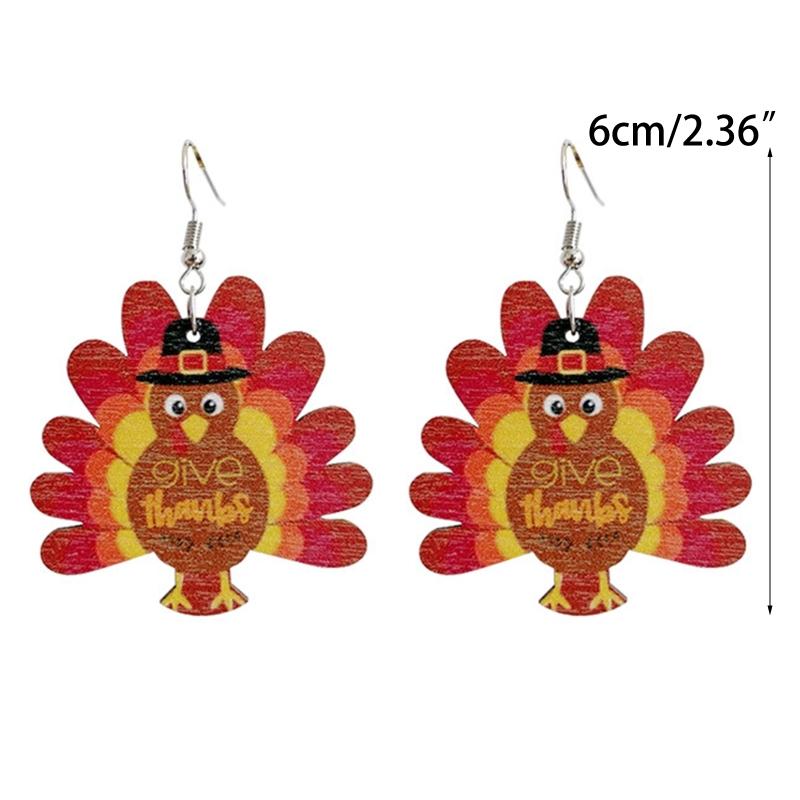 3 Styles Wooden Animal Earrings Thanksgiving Turkey Earrings Water Drop Pendant