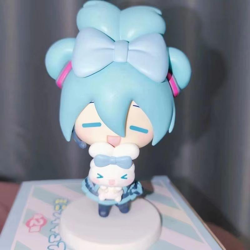 Cartoon Hatsune Miku Q-version Action Figures Cinnamoroll Miku Figurine Doll Model Desktop Decoration Statue Gifts Collectible