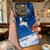 Santa Reindeer Sleigh In Snow Hard Phone Case for Iphone 16 15 14 13 12 11 Pro Max Mini Shockproof Anti-Scratch Protective Cover