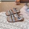 Girls Open Toe Cutout Sandals With Strap Soft Sole Princess Style Beach Shoes Kids 7-16 Years