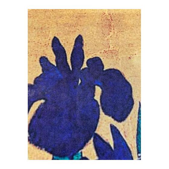 Ogata Korin Irises Screen Tenugui (approx. 90cm) - Made In Japan, 100% Cotton, Traditional Print, Japanese Art, Gift, Interior Decor