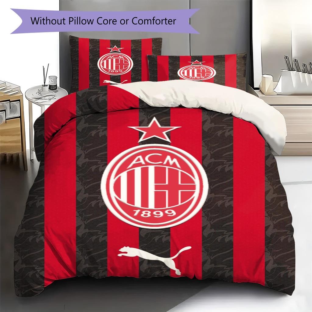 Set Biancheria da Letto con Fantasia AC Milan Copripiumino Federa Decorazione per la Casa Regalo (1 * copripiumino + 2 * federa, senza nucleo)