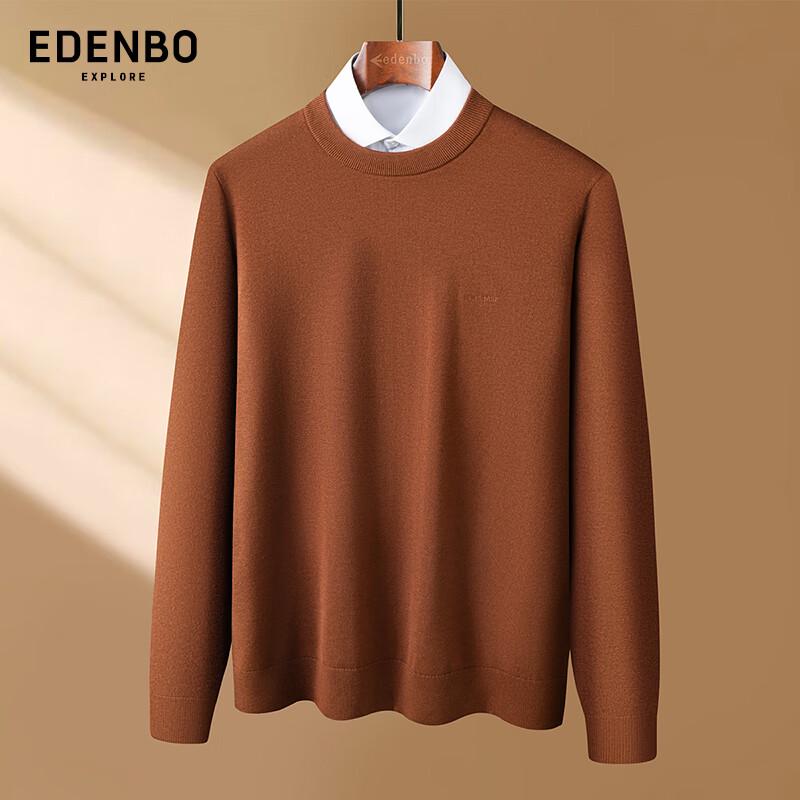 Edenbo Men's Soft Thick Wool Blend Round Neck Sweater