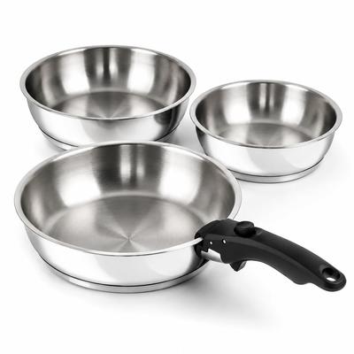 MICHELANGELO Roestvrij Staal Koekenpan Set inductie (20cm, 24cm, 28cm) - Drielaags staal, ongecoat, compatibel.