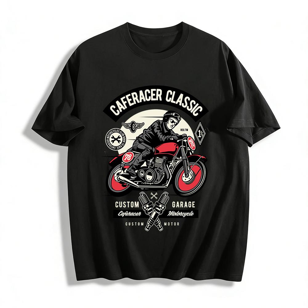 Caferacer Classic Vintage Motorcycle Graphic Casual Men s T-Shirt Pure cotton T-shirt XXS