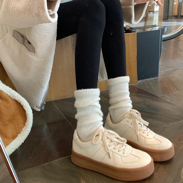 

Women s Casual Grape Color Block Lace-Up German Trainer Sneakers with Round Toe and Thick Soles 36 грязно-белый