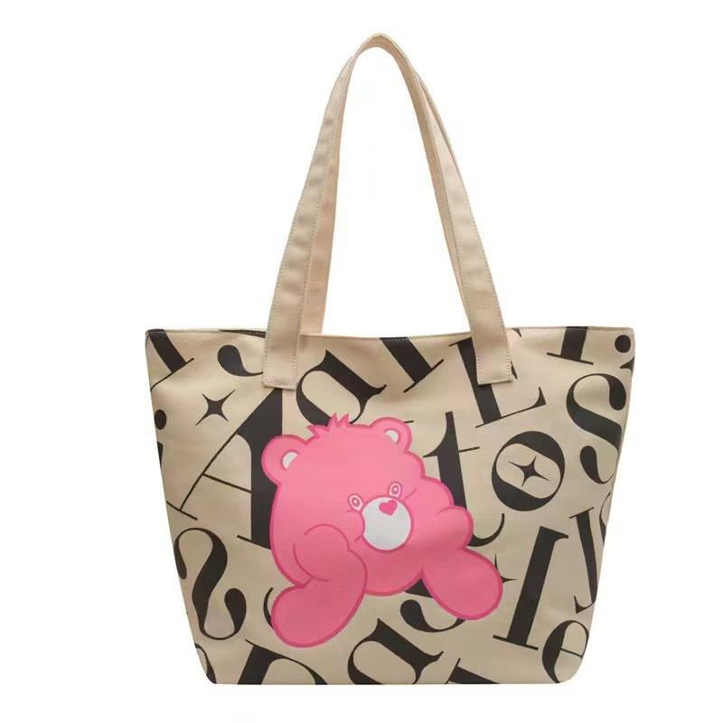 

INS Trendy Bag Women 2024 New Style Art Retro Shoulder Portable Tote Letter Canvas Length 47 width 21 height 27