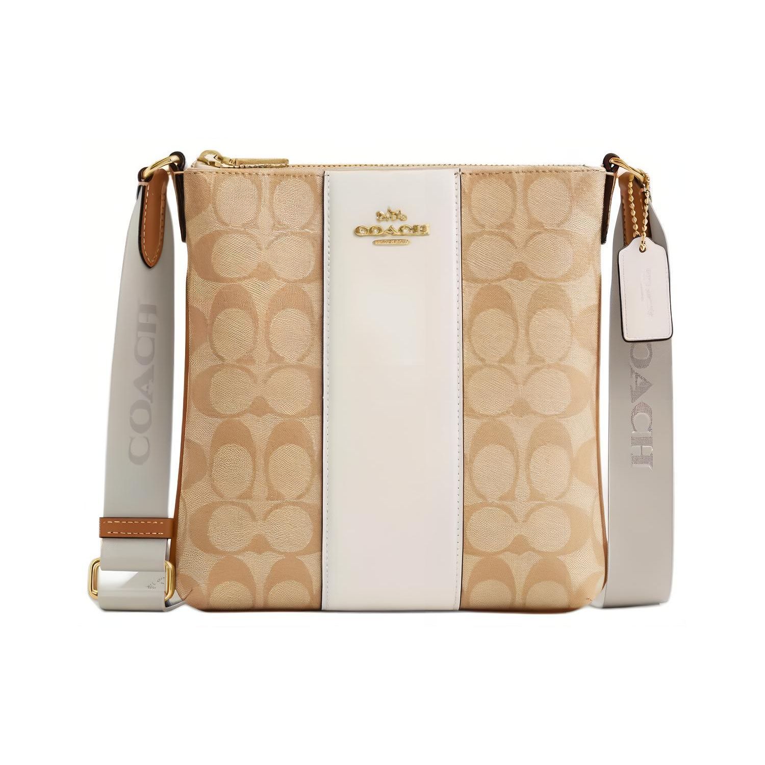

Coach Rowan 21 Top Zip Closure Coated Canvas And Leather Shoulder Crossbody Bag Small Women bags Light-Khaki CR248-IMWQJ Basic Set (Bag+Dust Bag)